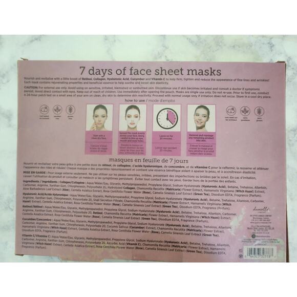 Naturally Upper Canada 7 Days Sheet Mask Set Vitamin Retinal Collagen Infused - Picture 2 of 4